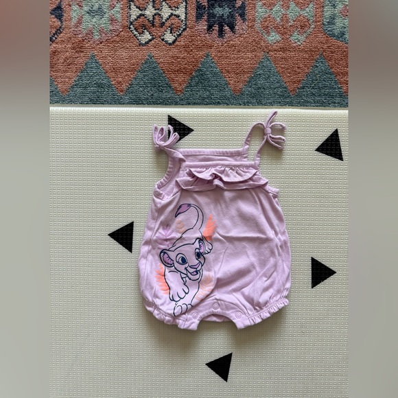 Disney Jumping Beans|Baby girl Lavender Bubble Romper in lion king print•••NB - Picture 1 of 5